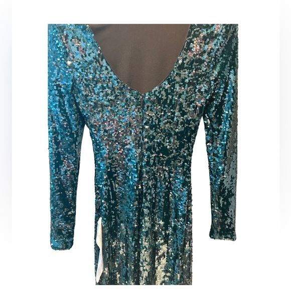 Dress the Population Sequin Natalie Emerald Green Long Sleeve Dress XS - Picture 7 of 14